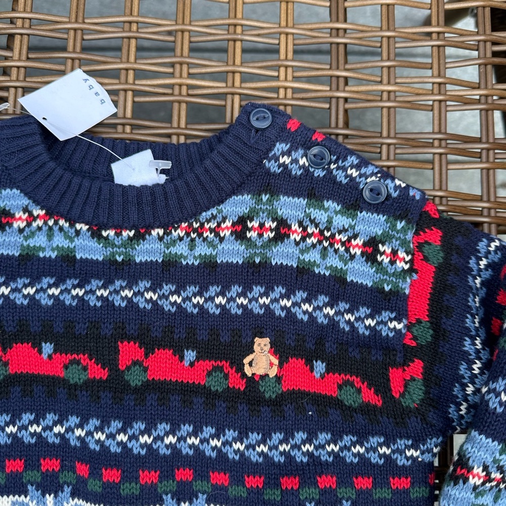 NWT Baby Gap Boys 6-12 Months fair isle graphic Soft Winter Sweater - Picture 3 of 3